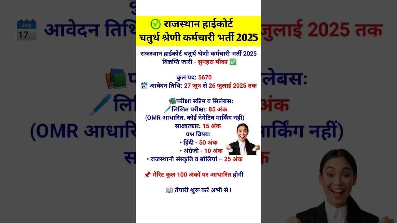 Rajasthan High Court New Vacancy 2025 | Raj High Court 4th Class Vacancy | High Court Notification