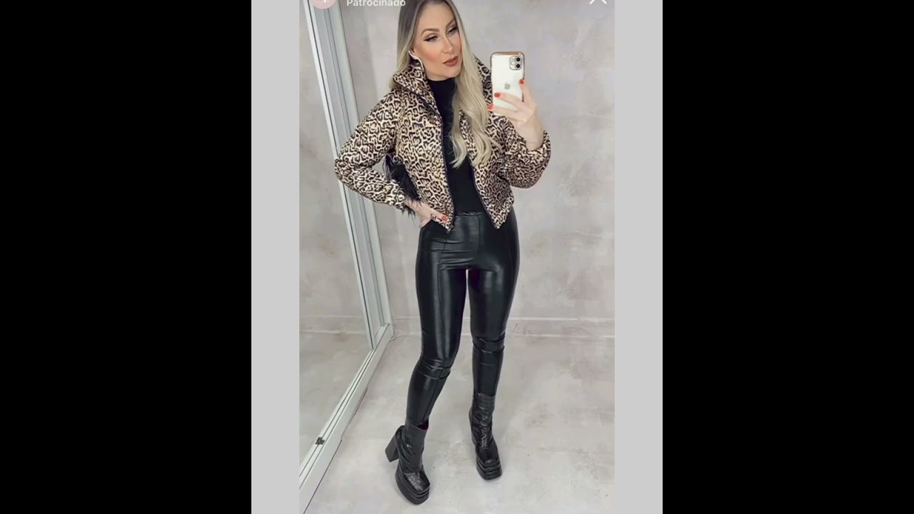 Elegant collections of latex & faux leather leggings pants outfits for women's// stylish leather