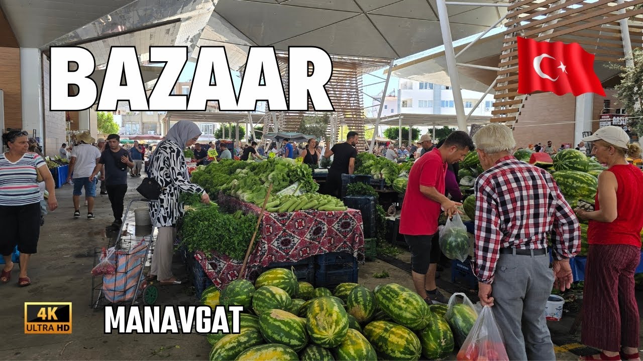 Farmers Food Market Antalya Alanya Manavgat Turkey Aug 2025 | Turkish Bazaar Manavgat Side  [4K HDR]