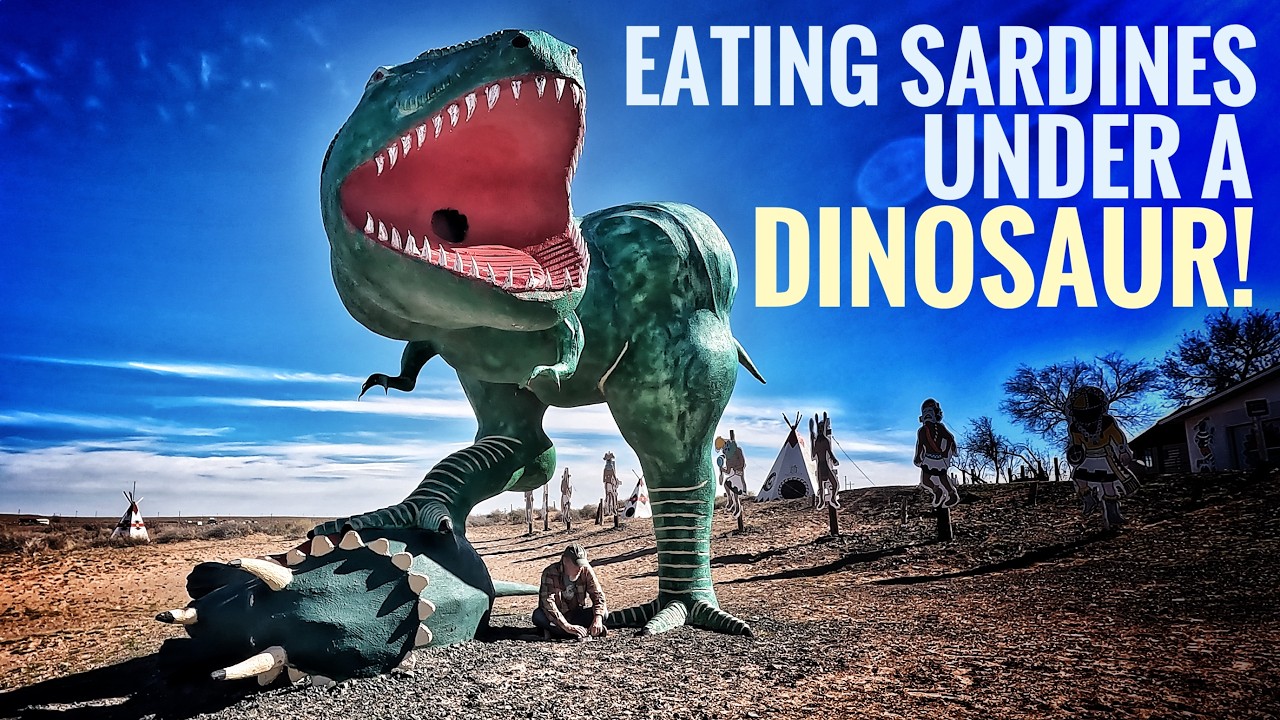 Eating Sardines Under A Dinosaur!