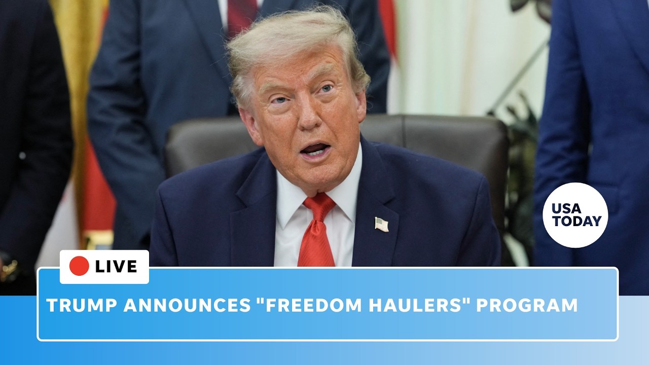 Live: Trump speech announces 'Freedom Haulers' initiative for military veteran trucking jobs