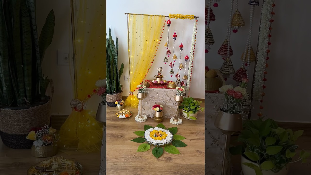 DIY Ganpati Setup 🥰🥹 #shorts #youtubeshorts #ganpatidecoration #ganpati #diydecor #bappa #backdrop