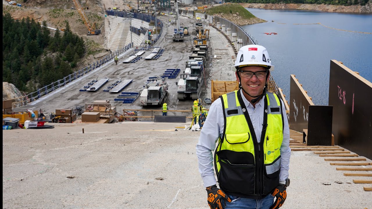 Prep work on the top of Gross Dam