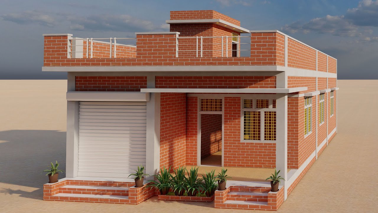 तीन कमरे दुकान के साथ लाजबाब नक्शा ,22x38 Dukan Or 3 Bedroom House plan,3D Village house planing