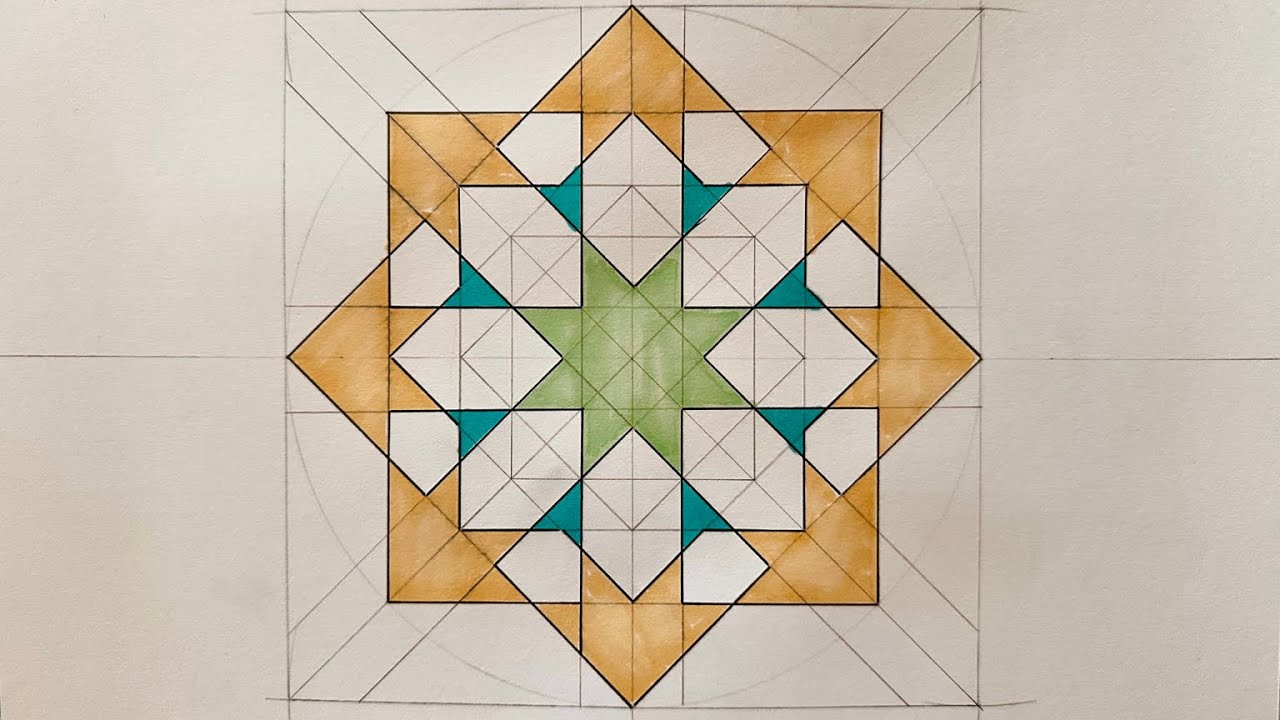 LEARN HOW TO DRAW AN EASY ISLAMIC GEOMETRIC PATTERN | طريقة رسم زخرفة هندسية اسلامية