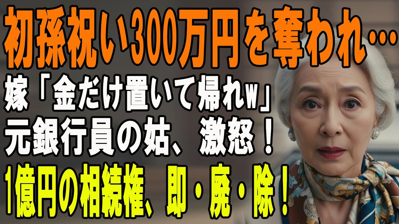 初孫祝いに300万渡すと、嫁「金だけ置いて帰れ！下品なババアは出禁w」息子「母さん恥ずかしい」⇒激怒した元銀行員の私、1億円の相続権を即廃除し、完全絶縁した結果…【シニアライフ】【60代以上の方へ】