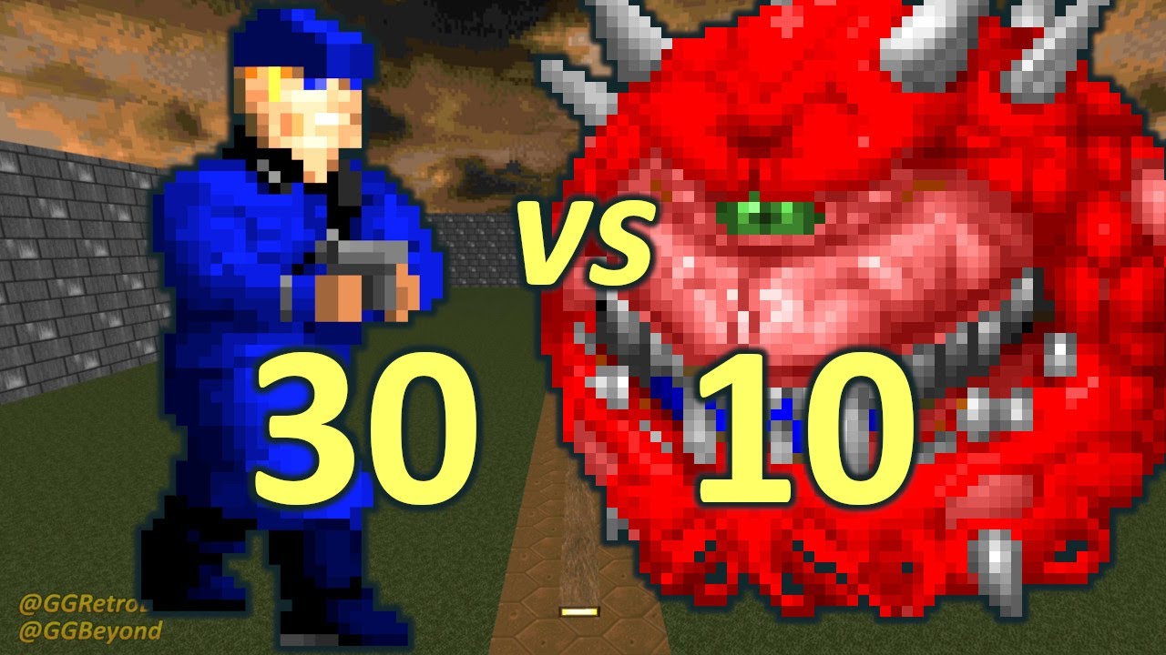 30 Wolfenstein SS vs 10 Cacodemons - Monster Infighting - Doom II Retro Battles