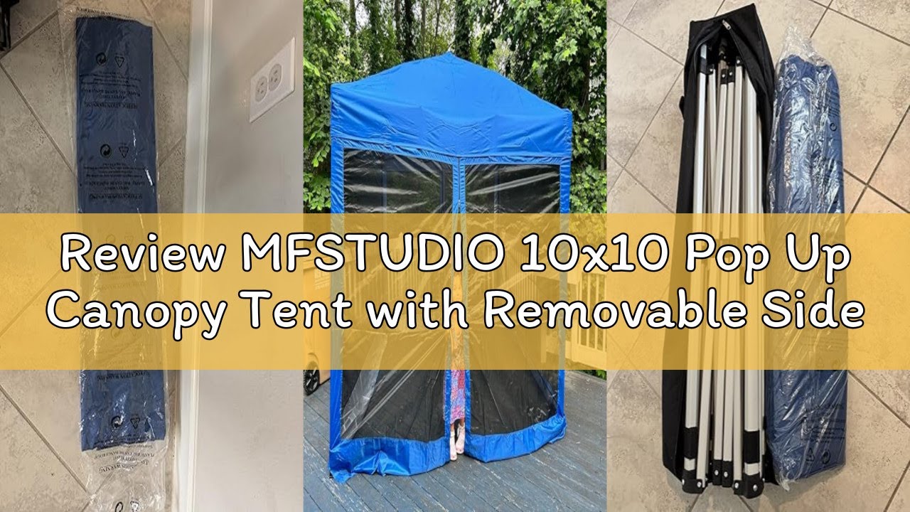 Review MFSTUDIO 10x10 Pop Up Canopy Tent with Removable Sidewalls, Outdoor Enclosed Instant Portable