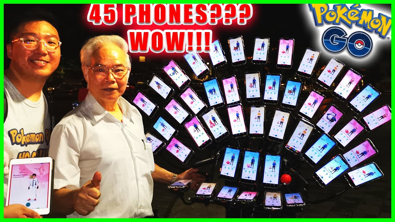 70 YEARS OLD GRANDPA USES 45 PHONES TO PLAY POKEMON GO - POKÉMON GO