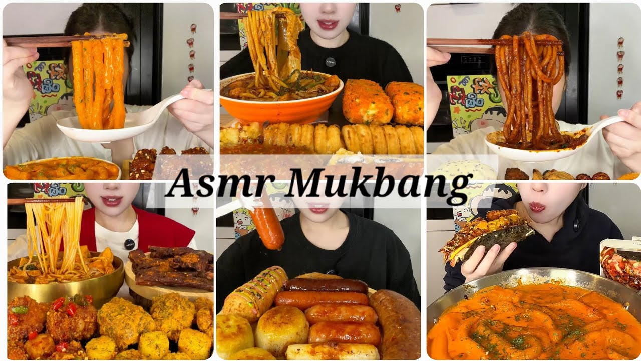 2X ASMR MUKBANG|🥵Spicy Tteokbokki and Spicy garlic chicken|🌶Spicy noodles & sausages & Fried Chicken