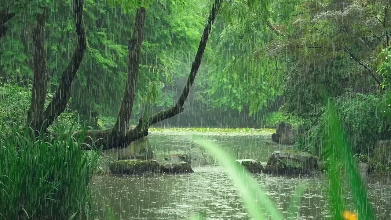 The beautiful little river is raining(396) , sleep, relax, meditate, ASMR, Real Shot