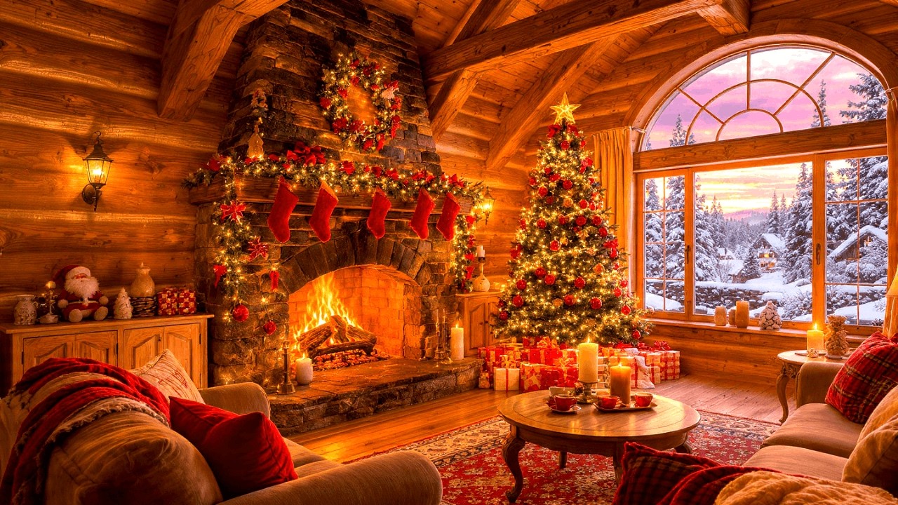 Inspiring Jazz Instrumentals in a Cozy Cabin with Crackling Fireplace