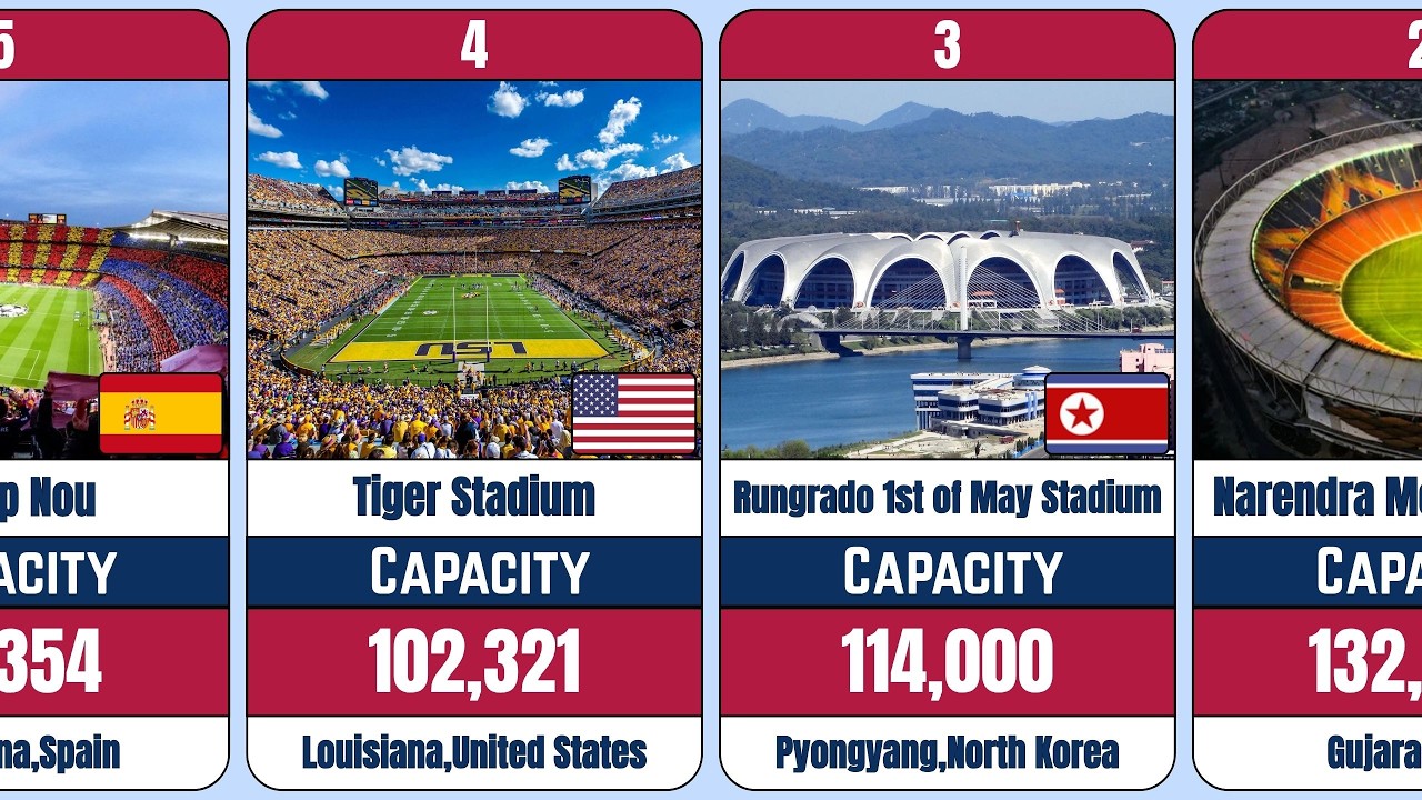 Top 50 Largest Sports Stadiums in the World 2026 || Biggest Stadiums by Capacity 🌍🏟️