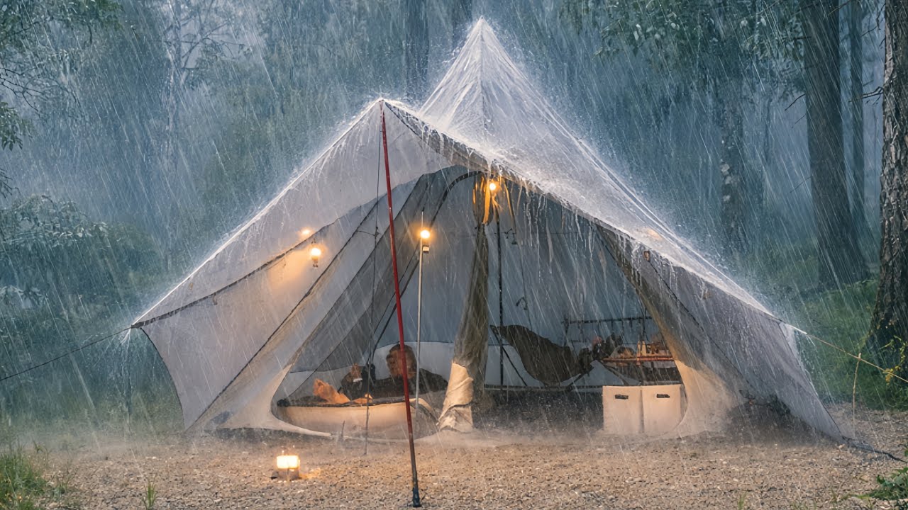 CAMPING IN THE HEAVY RAIN & THUNDERSTROM‼️SOLO CAMPING IN THE WATER OVERFLOWS DUE TO HEAVY RAIN⛈️