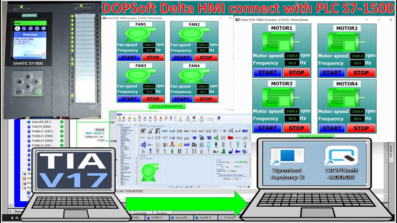 PLC S7-1500 connect with Delta HMI (DOPSoft) RunTime