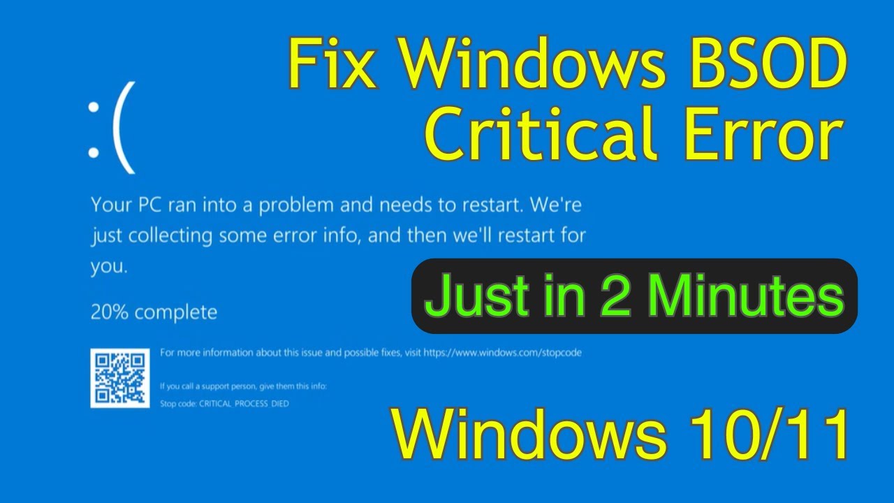 How to Fix Critical Process Died Blue Screen Error on Windows 10 &11 (Quick Ways)