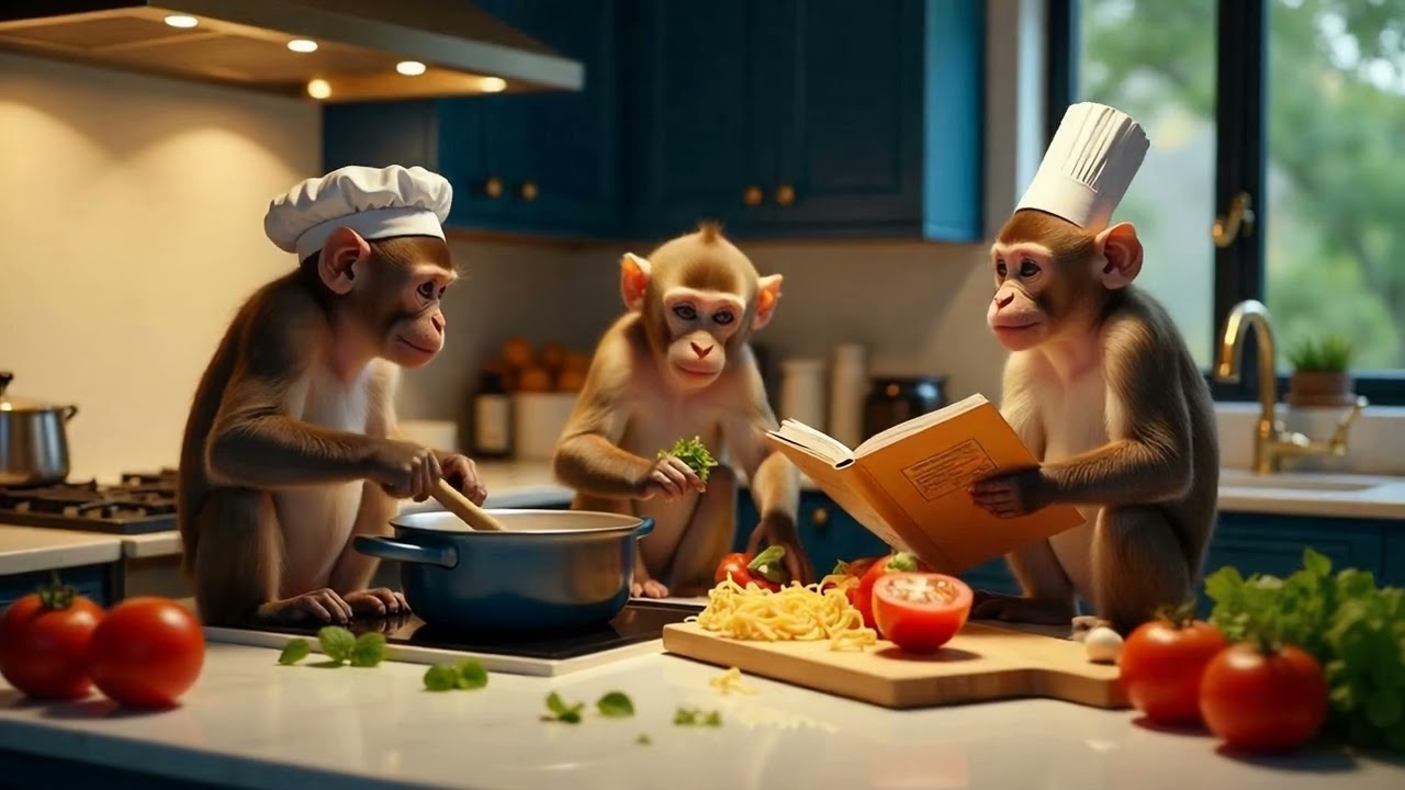 kitchen time @tastytales-l3h #magic #monkey #dinner #funny #kitchen #cute