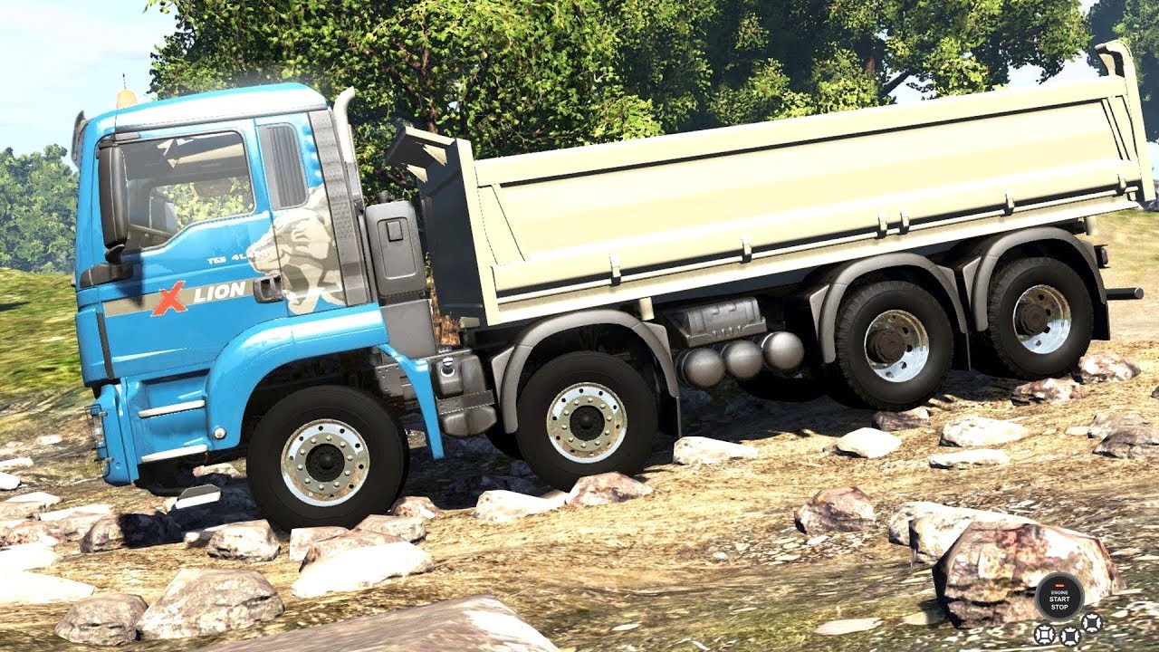 BeamNG Drive - MAN TGS 8x4 Xilon Dump Truck Off Road on Dry Rock Island