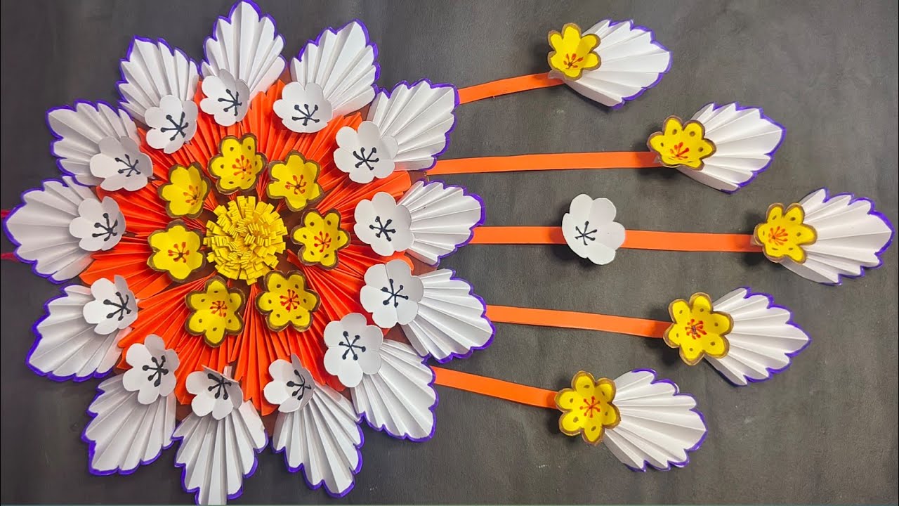 Beautiful Paper Flower Wall Hanging | Easy Paper Craft for Home Decoration | DIY Flower Decor 