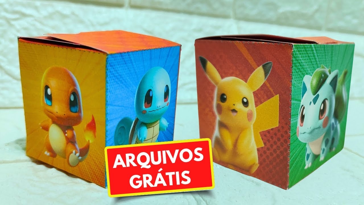 CAIXA CUBO POKÉMON GRÁTIS 🎁 | Molde para Imprimir | Festa Pokémon DIY