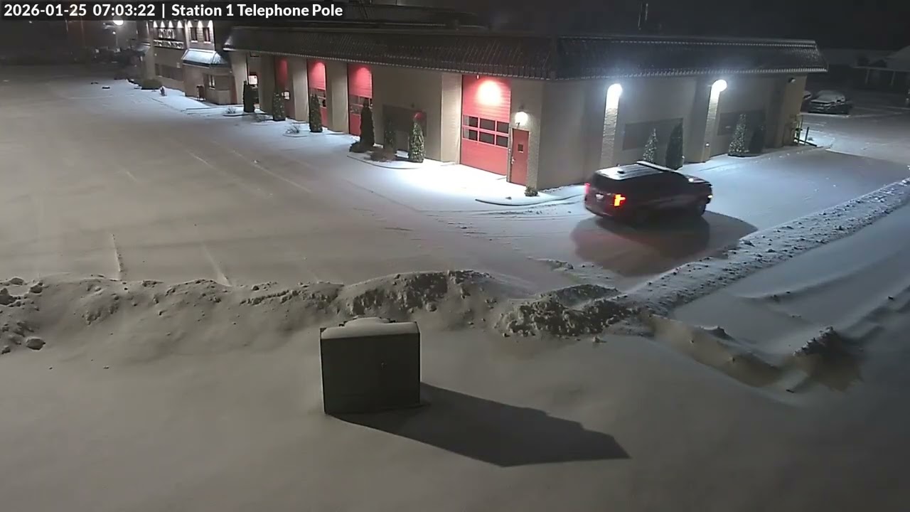 Time lapse of snow fall outside the Zoneton Fire Department