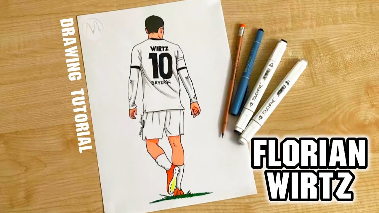 How to draw a soccer player Florian Wirtz / Bayer Leverkusen