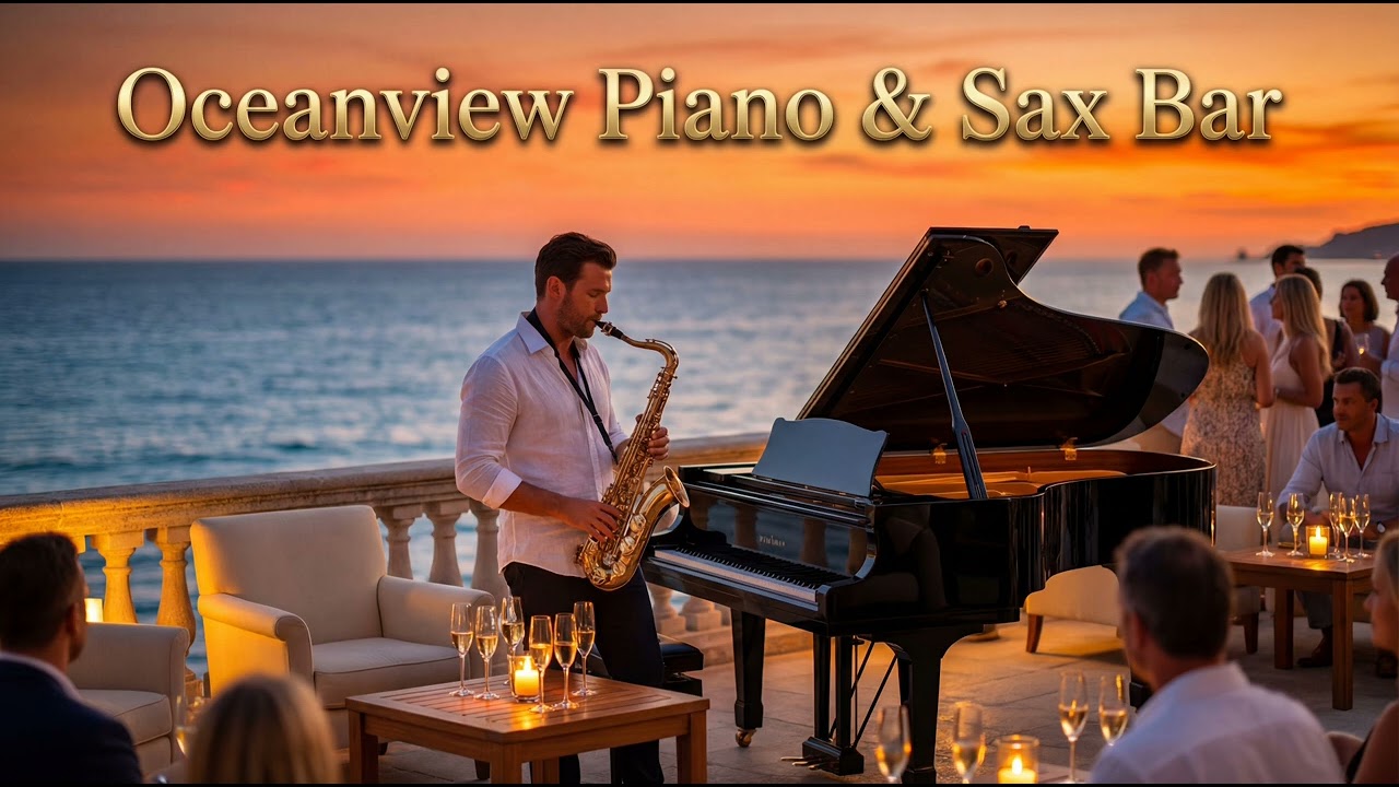 Oceanview Piano & Sax Bar 🌅 Smooth Jazz House 2026 | Luxury Sunset Lounge Vibes
