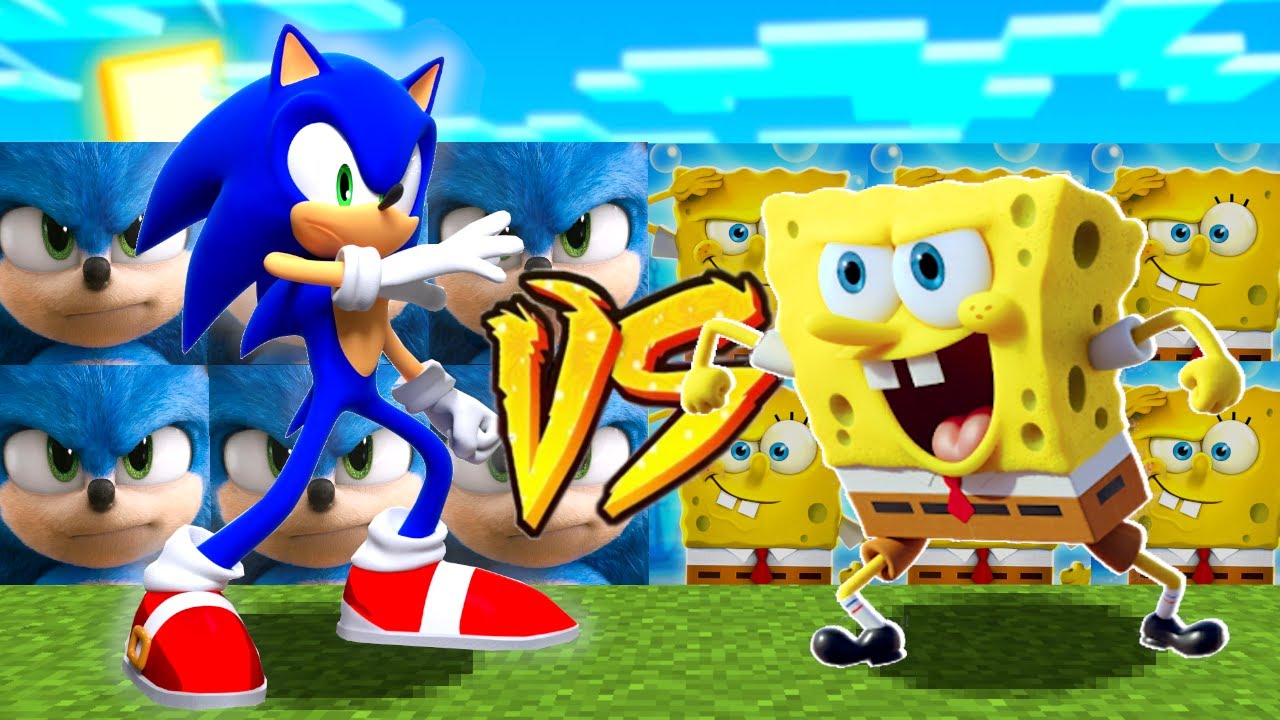 SONIC vs SPONGEBOB - MINECRAFT CHALLENGE | BAZA vs BAZA MATRUNER