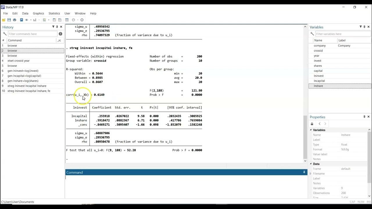 Panel data analysis in STATA - Pool OLS, Fixed effect model, Random effect model, Hausman test.
