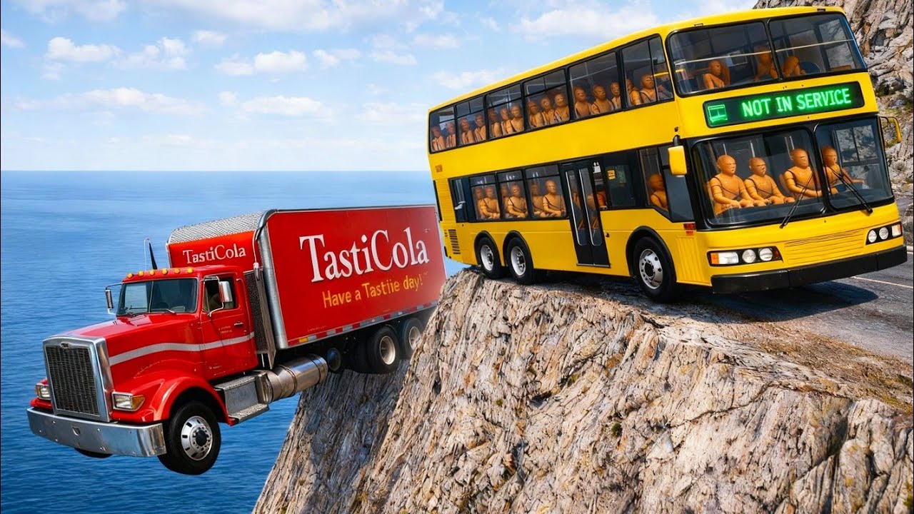 BeamNG.drive | School Bus on Dangerous Cliff Roads | 😱 Extreme Crash Test |#69