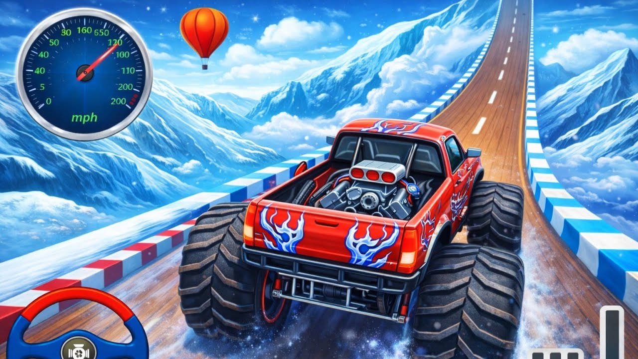 Monster Truck Extreme Stunt & Racing Madness 😱 | Big Jumps + Epic Crashes
