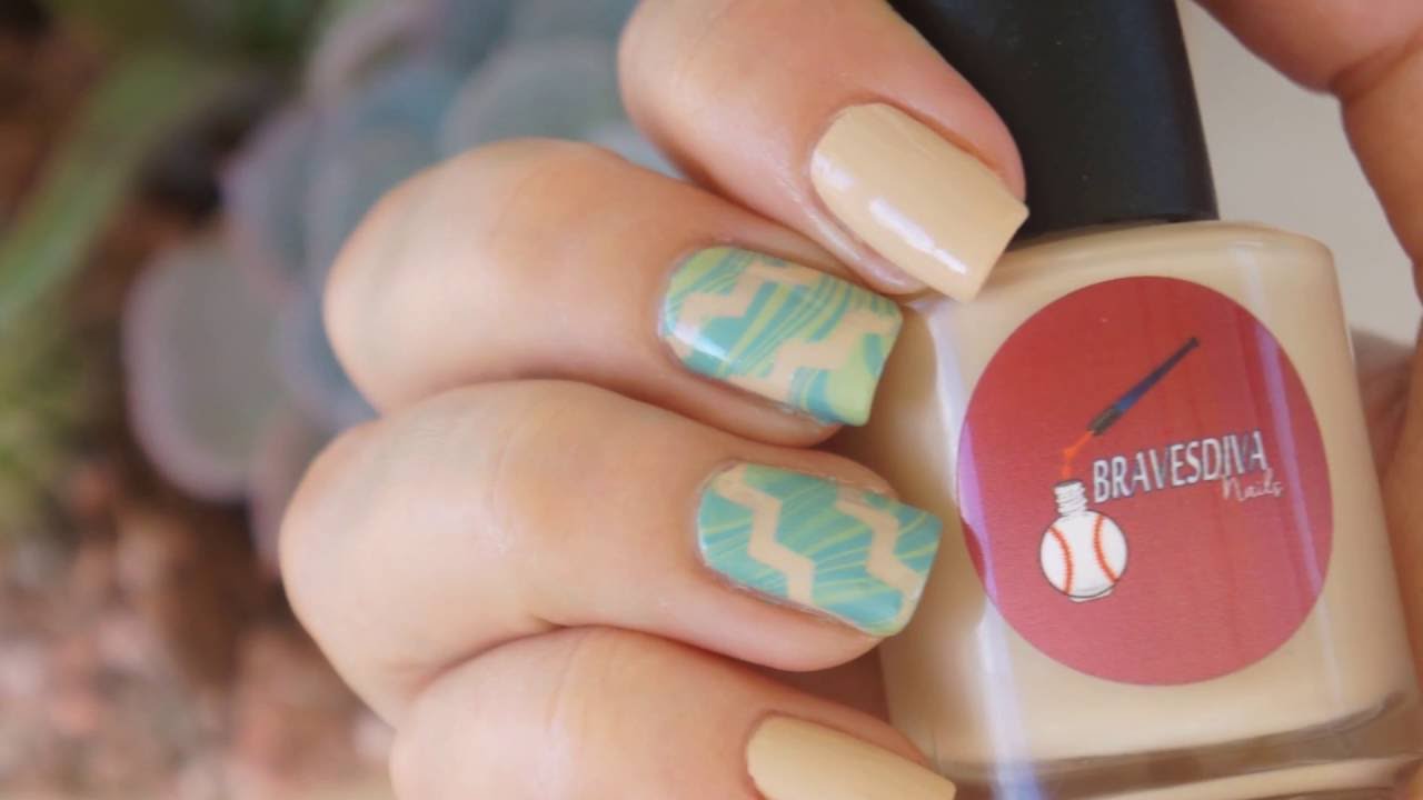 Watermarble with a twist using Braves Diva Polish