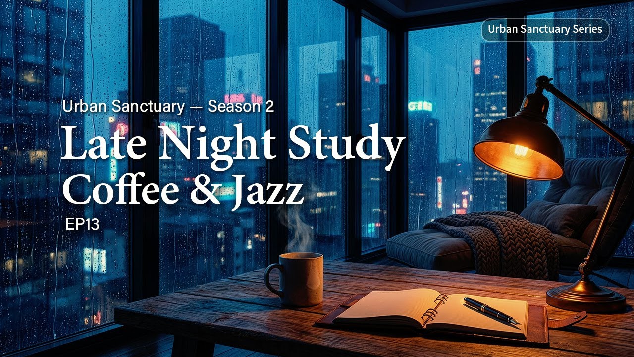 Urban Sanctuary — Season 2 | EP13 — Late Night Study Coffee & Jazz | Calm Focus Ambience (1 Hour)