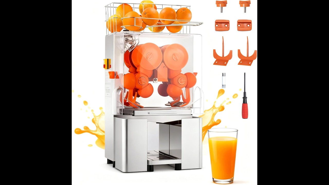 Commercial Orange Juice Machine, Commercial Juicer Machine with Pull-Out Filter Box Orange