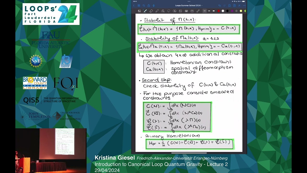 Kristina Giesel: Introduction to Canonical Loop Quantum Gravity - Lecture 2 - Loops'24 Summer School