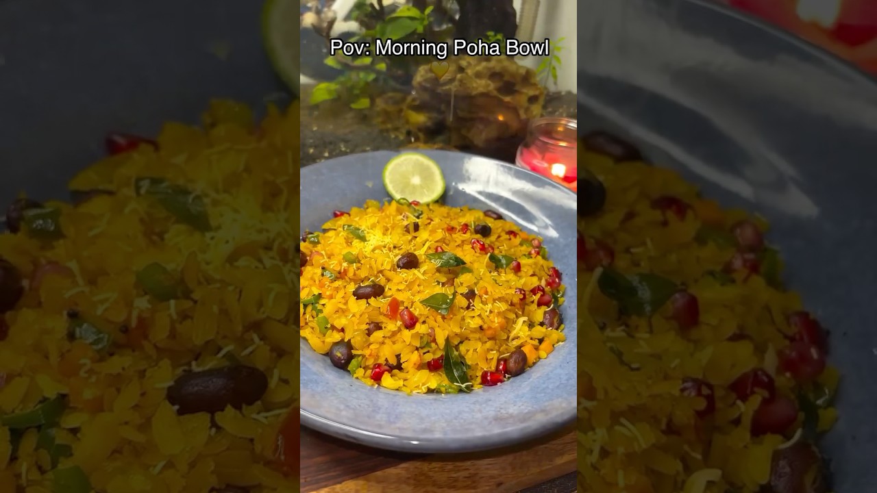 Morning Poha Bowl💛a healthy breakfast! #youtubeshorts #food #recipe #youtube #breakfast #poha