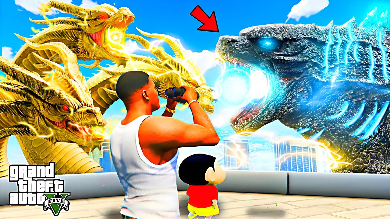 GTA 5 : King Ghidorah & Godzilla | Shinchan & Franklin Help To Godzilla in GTA 5 Tamil !