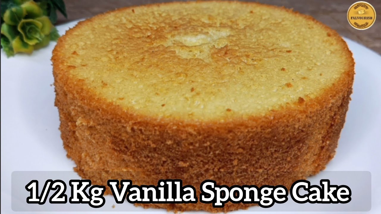 1/2 Kg Vanilla Sponge Cake Recipe Without Oven | Vanilla Sponge Cake | 1 pound Vanilla Cake Recipe