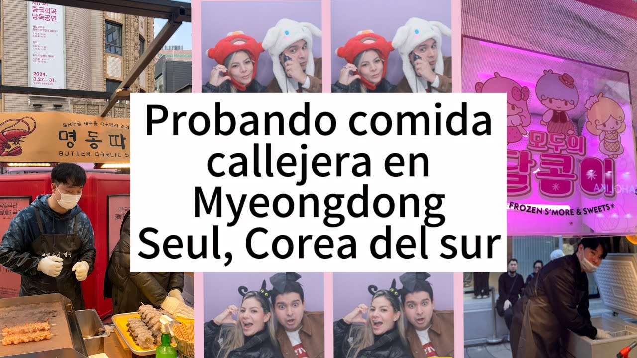 Probando comida callejera en Myeongdong, Seul, Corea del sur 🇰🇷