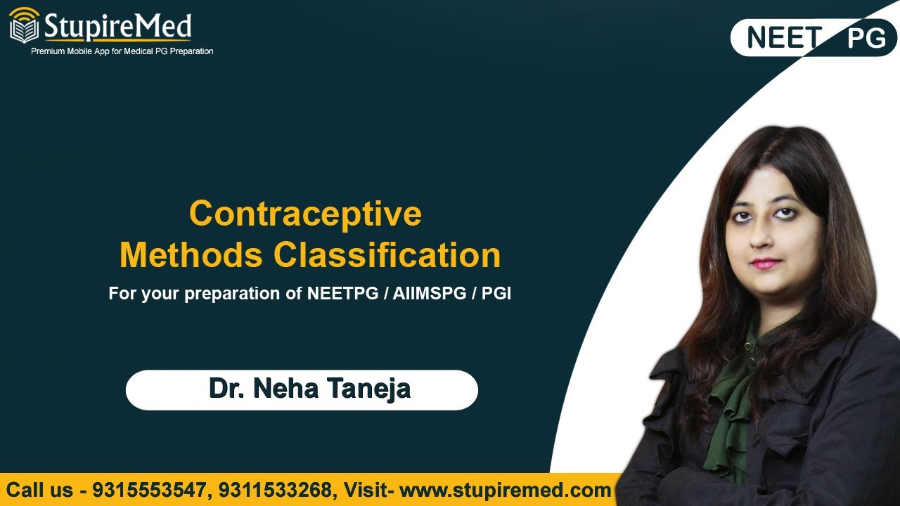 Contraceptive Methods Classification by Dr. Neha Taneja | StupireMed | Crack PSM