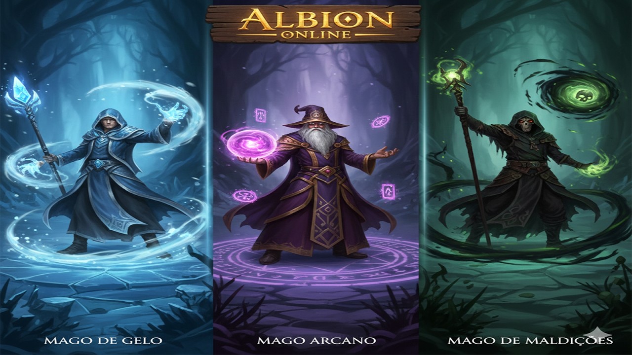 🛡️JOGANDO ALBION ONLINE QUAL MELHOR CLASSE DE MAGO? GELO , MALDIÇÕES OU ARCANO