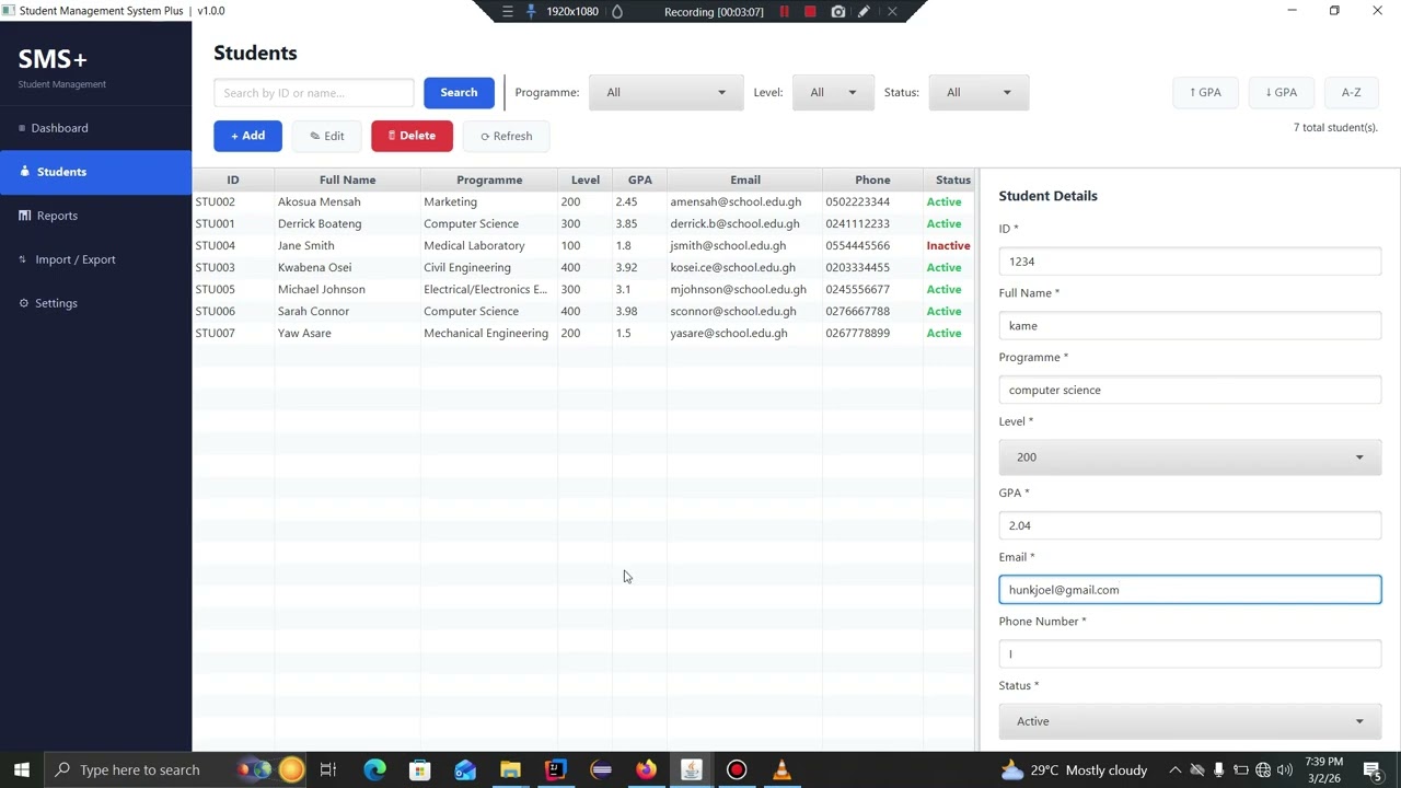 My Student Management system 