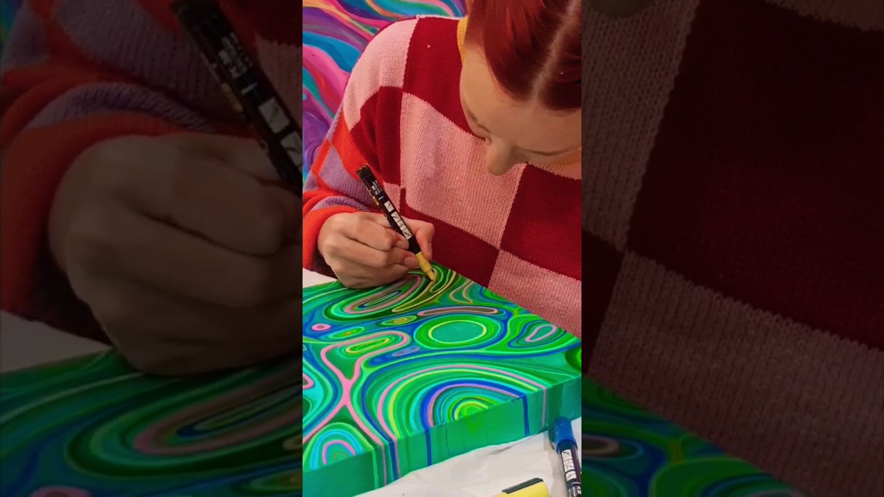 ART TUTORIAL: paint an abstract psychedelic artwork with me! #art #arttutorial #canvas #artist