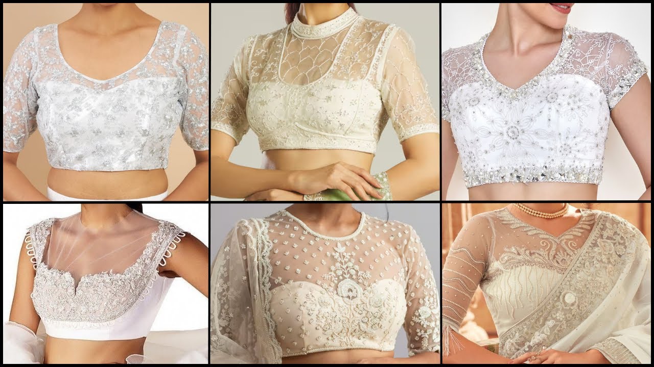White Net Blouse Designs Latest 2025 | Stylish White Net Saree Blouse Designs | Trending Net Blouse