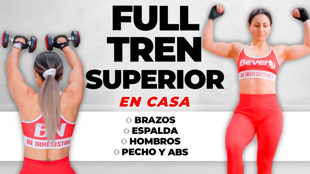 Rutina BRAZOS, ESPALDA, HOMBROS, PECHO y ABS en CASA (45 Min) - Rutina en Tiempo Real