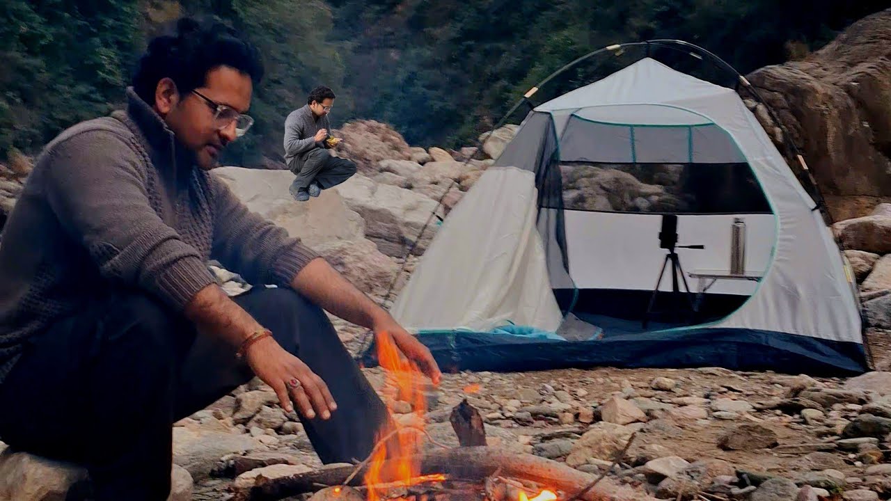 ASMR -  Camping in Himachal pradesh | River side camping and cooking 