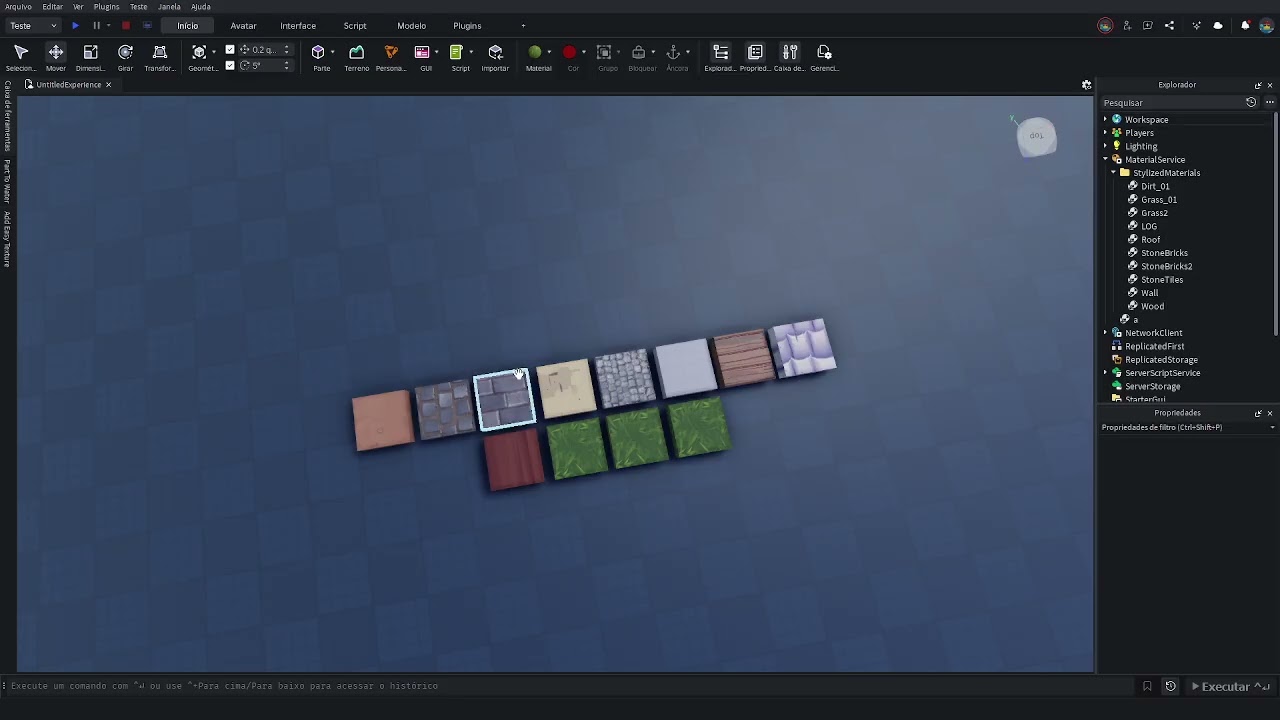 como trocar a textura no terreno Roblox Studio