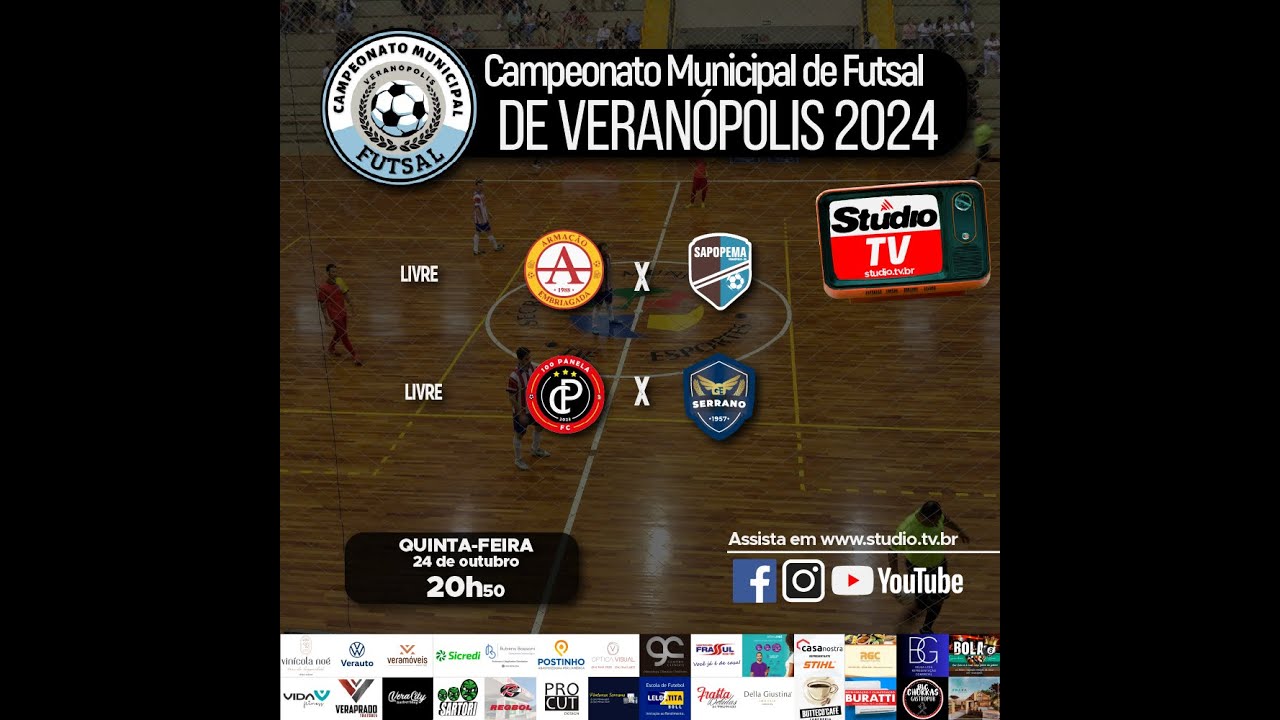 Armação x Sapopema | 100 Panela x Serrano | Futsal de Veranópolis | Ao Vivo