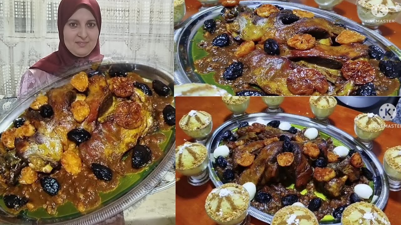 من احسن و ألذ الاطباق👍لحم لكتف باش يجيك فتي زبدة معلك ومدغمر👌 مع السفة بالسميدة الرقيقة☺️تحميرة لوجه