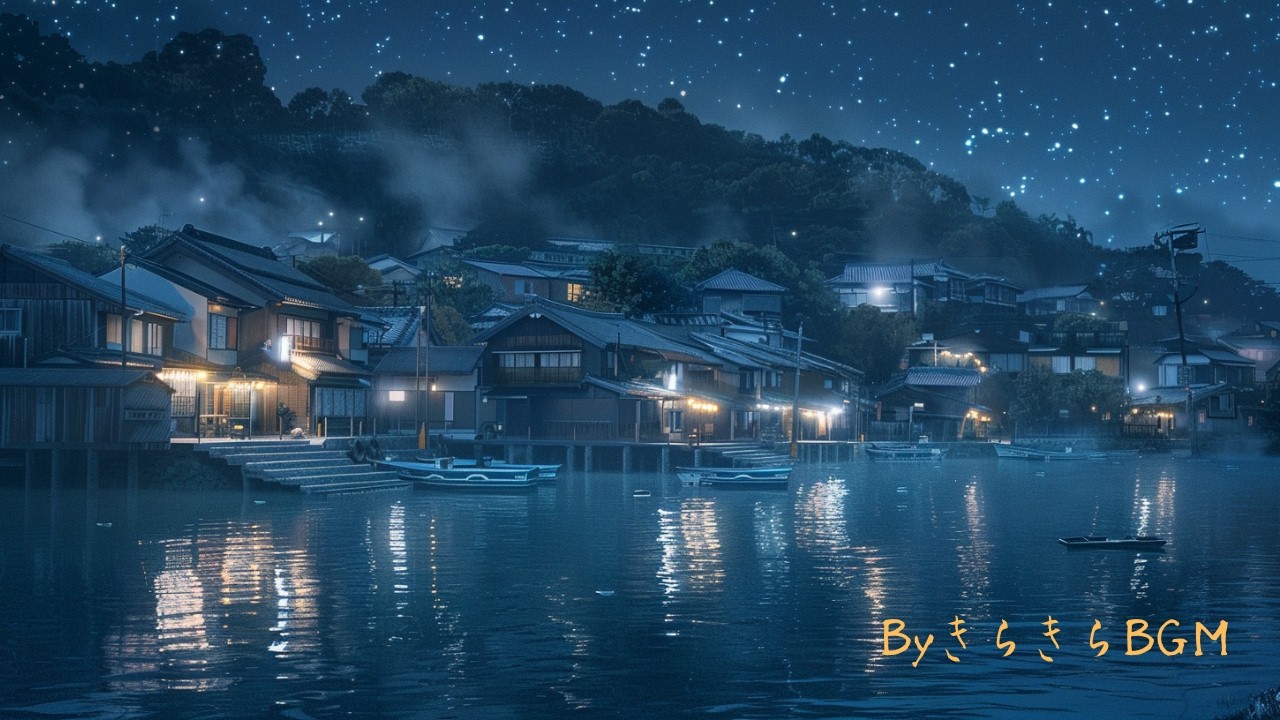 一日の終わりに安らかな自分時間を／最高のBGMでリフレッシュしてください／日本の漁港の夜景／Deep Sleep Piano – Quiet Japanese Harbor Night